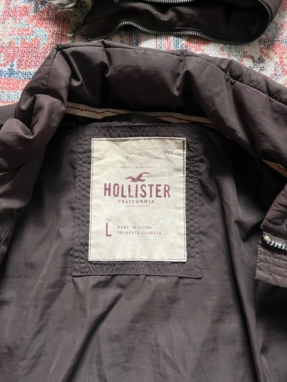 Hollister Quilted Bomber Jacket with Removable Faux Fur Hood - Brown - Large - Picture 6 of 16